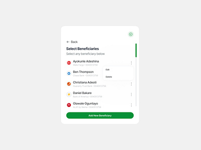 Select Beneficiary Modal bank beneficiary fintech modal select bank ui ui design ux design