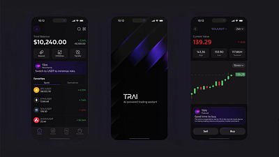 TRAI | AI powered FinTech iOS app ai crypto fintech ios ios app mobile app trading ui ux ux design