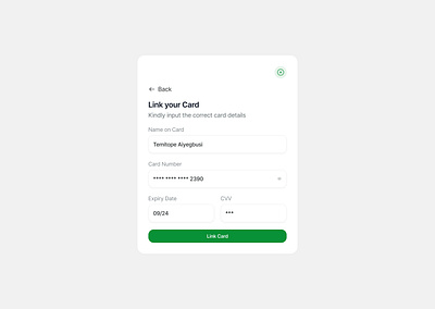 Link Card Modal card card details finance fintech link card modal