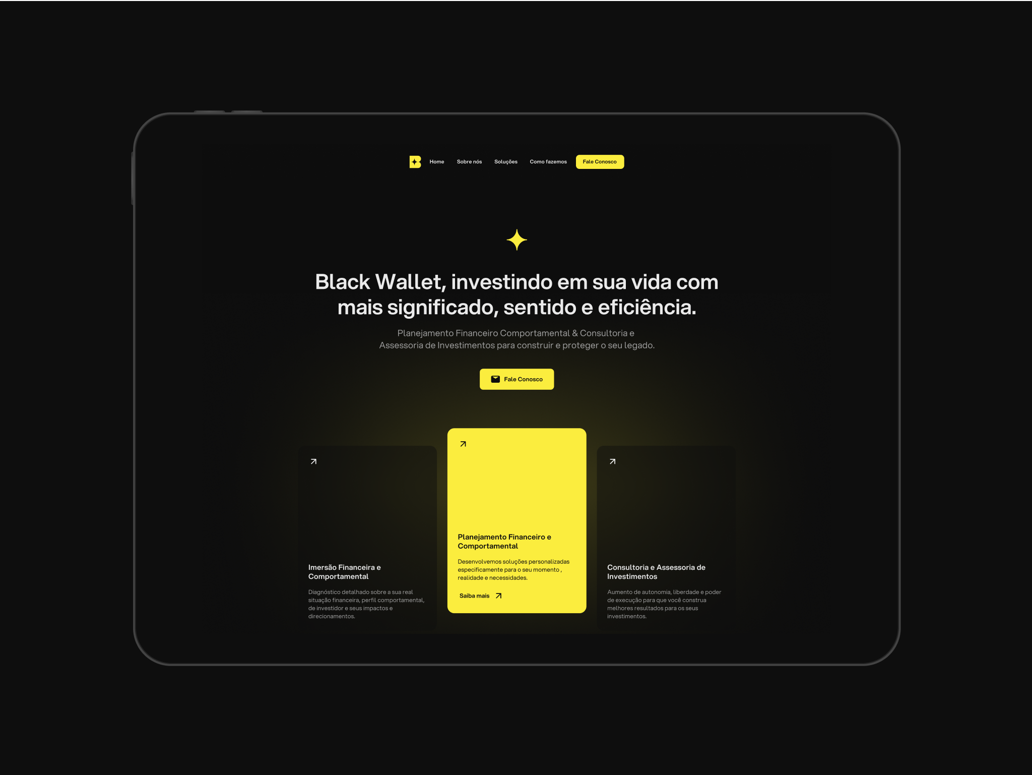Black Wallet finance investiment ui website