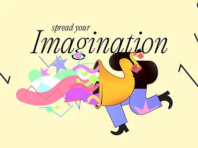 Spread Your Imagination charachter graphic design illustration illustrator imagination joy passion playful