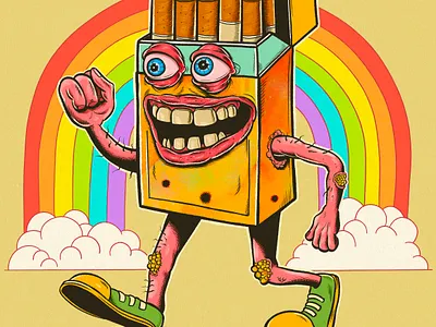 Walking is great for your mental health cartoon illustration lowbrow surreal trippy voodoo salad