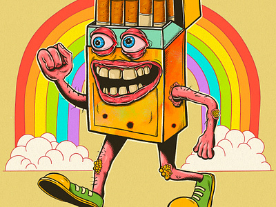 Walking is great for your mental health cartoon illustration lowbrow surreal trippy voodoo salad