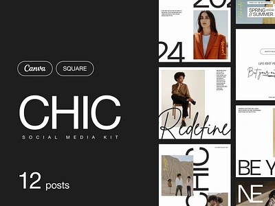 CHIC - Social Media Kit design fashion graphic design instagram instagram posts minimal minimalist social media social media template social media templates typography