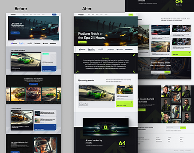 Website redesign for a racing team car components cta digitaldesign green landing page modern race redesign ui uiux userexperience webdesign website