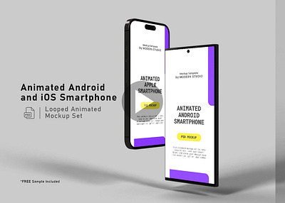 Animated Android and iOS Smartphone Mockup 3d rendered androiod animated animated device mockup animated mobile mockup animated mockup animated smartphone mockup animation free freebie gif mockup ios iphone psd to gif smartphone