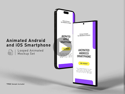 Animated Android and iOS Smartphone Mockup 3d rendered androiod animated animated device mockup animated mobile mockup animated mockup animated smartphone mockup animation free freebie gif mockup ios iphone psd to gif smartphone
