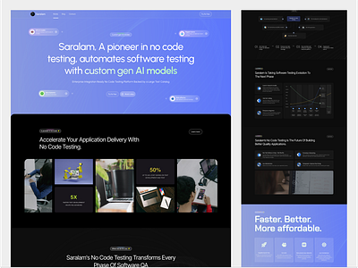 Redesign website saralam.ai ai application automates code software software testing testing web design