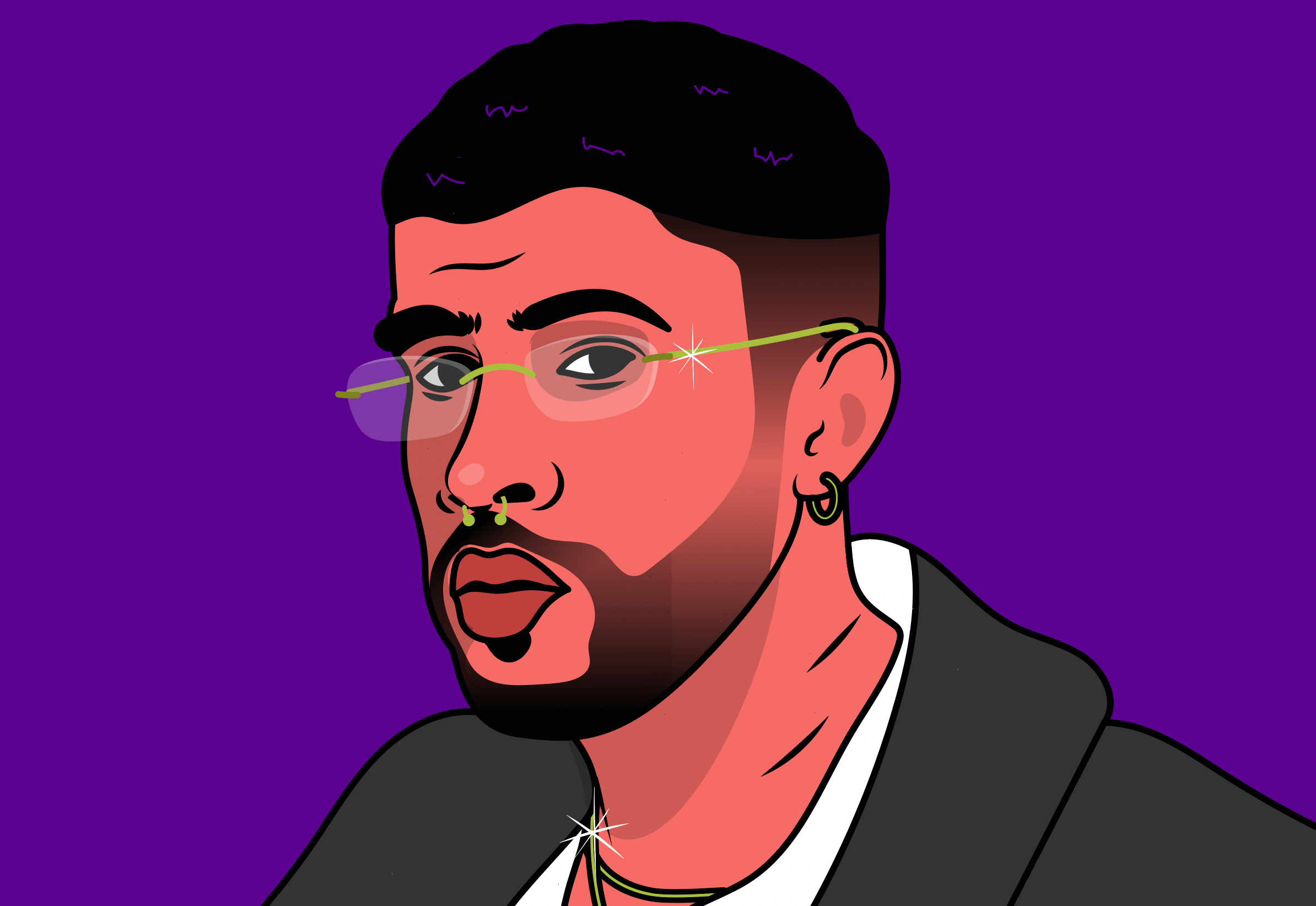 bad bunny bad bunny conejo malo digital illustration digital portrait illustration illustration art illustrator portrait vector illustration vector portrait