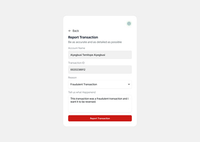 Report Transaction Modal finance fintech modal report report transaction transaction ui ui design ux ux design