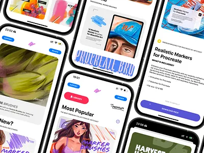 Premium Brushes for Procreate app branding design fonts illustration ios procreate ui uiux userexperience userinterface ux
