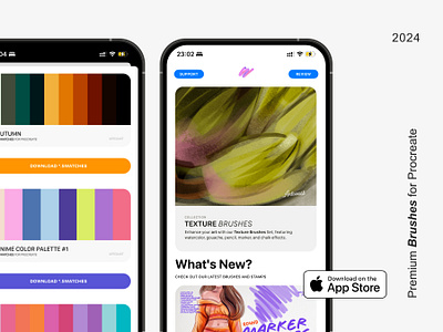 Premium Brushes for Procreate app branding color design fonts illustration ios procreate ui uiux userexperience userinterface ux