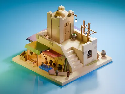 APPIUM MARKET 3d 3d artist 3d illustration artwork blender blender3d design diorama illustration isometric low poly market pottery tent ui ux