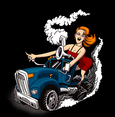 drive it mad drive pin up girls truck vector