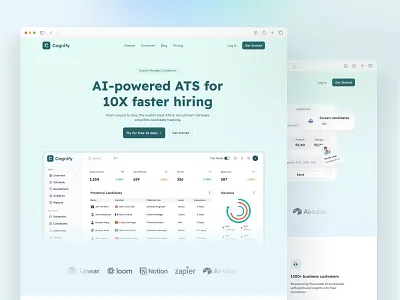 Cognify - AI Hiring Management Website ai ai website hiring website hr website landingpage design pixem templates ui design website templates