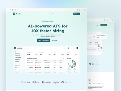 Cognify - AI Hiring Management Website ai ai website hiring website hr website landingpage design pixem templates ui design website templates