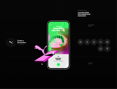 Puma Hero Screen in app apple branding button class cred desgin icon illustrations kinetic map minimal modern navigation product puma screen typography ui uiux vector