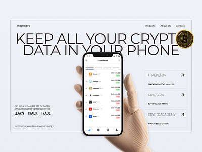 Intelligent Crypto Environment | Landing Page | Moonberg app bitcoin blockchain coin crypto cryptocurrency currency design landing page tracker ui uiux user experience user interface ux web design website