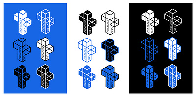Preacher Lab blue blue print brand branding christian cross design gridline identity lab logo minimal preacher shapes vector