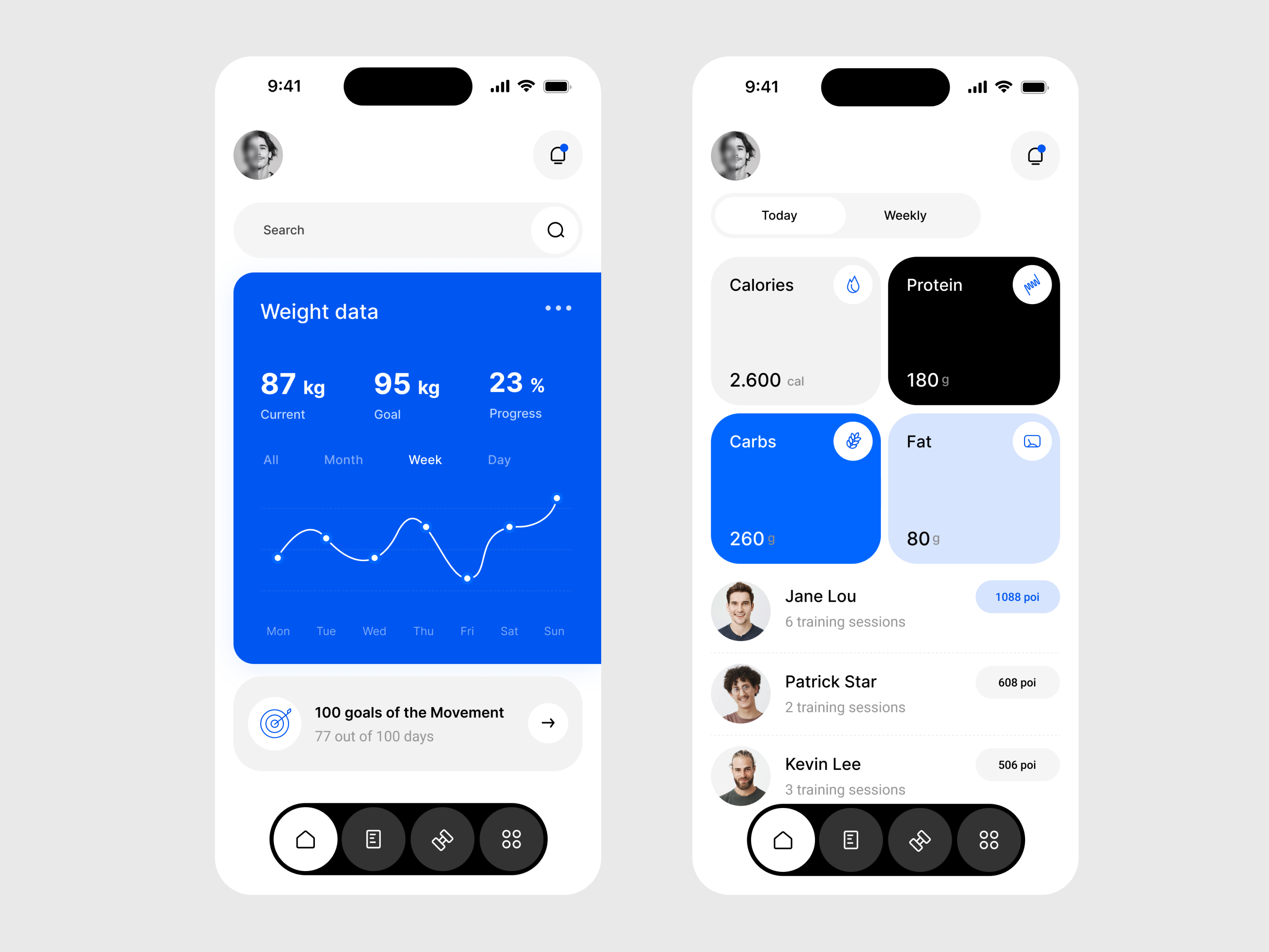 Example of Home fitness app