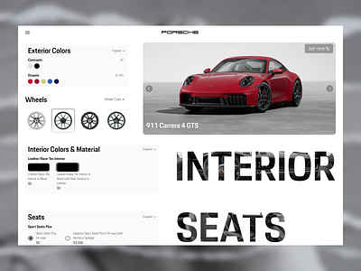 Porsche - Build A Car/ Web Design car cars porsche ui web design website