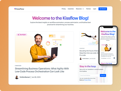 Kissflow Blog Page branding landing page ui visual design web design