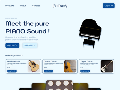 Muzify - Musical Instrument Shop branding ecommerce graphic design music musicapp musicinstruments musicwebsite sell ui