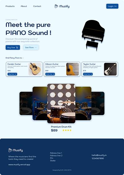 Muzify - Musical Instrument Shop branding ecommerce graphic design music musicapp musicinstruments musicwebsite sell ui