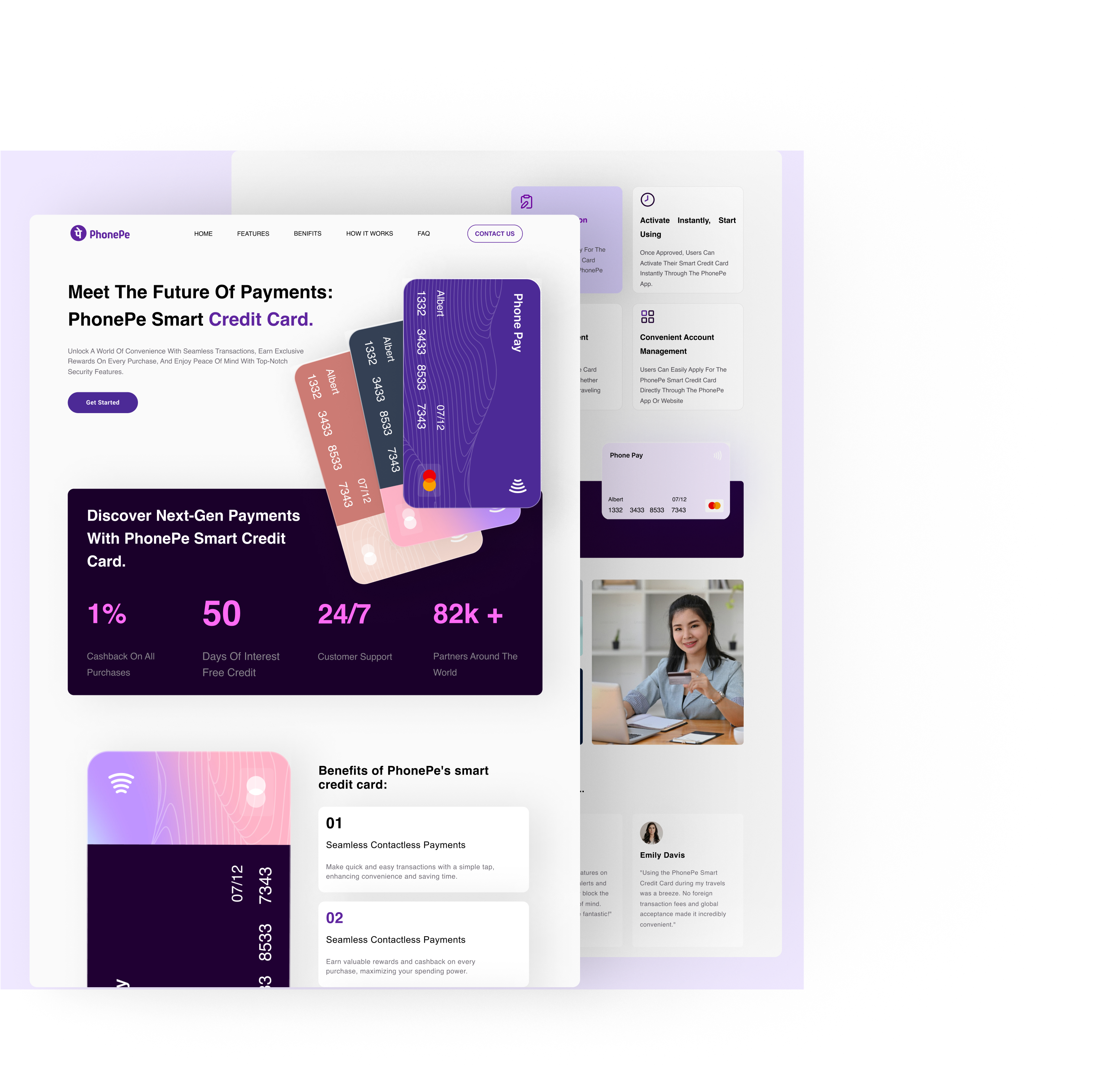 Phone Pay Credit Card Landing Page 3d animation branding card graphic design landing landing page logo mockups motion graphics ui ux wireframe