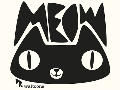 Meow Kitten apparel graphics black and white bold cartoon cartoon art cartoon modern cat chunky cute cute animals kitten lettering meow merchandise design spot illustration surface design t shirt graphic