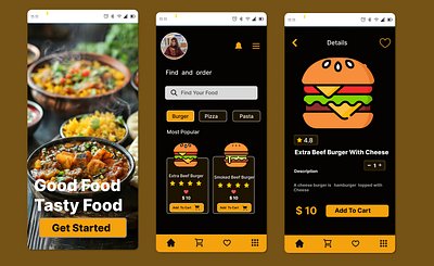 Food Mobile App Design 3d branding delivery design food graphic design illustration logo motion graphics ui ux vector