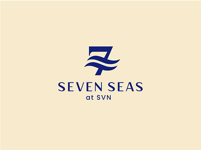 7 seas 7 bar beach beverage icon lettermark logo mark number ocean sea seven symbol