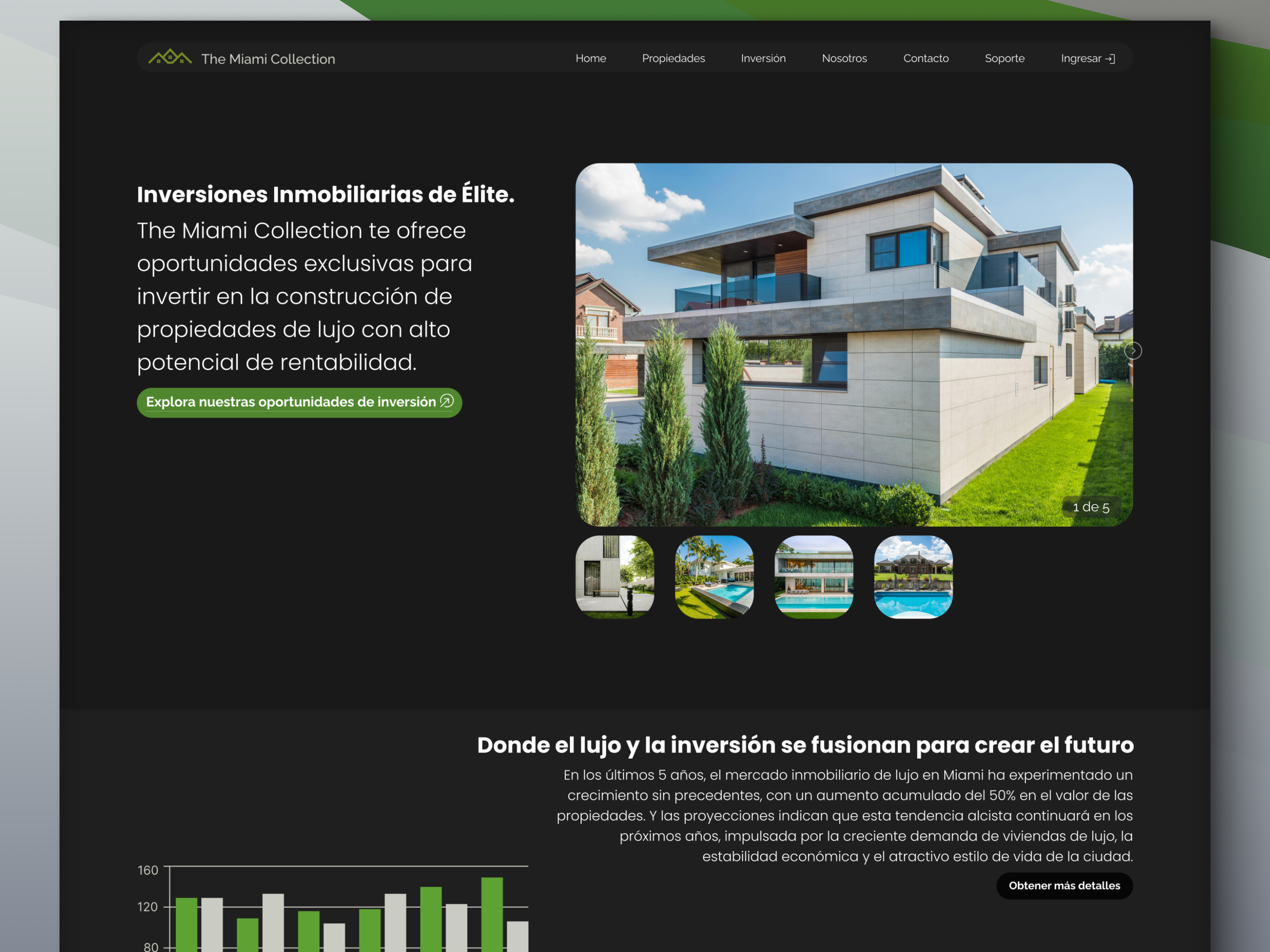 Design concept for real estate investment landing page design diseño web inversiones investment miami real state slider animation ui web design