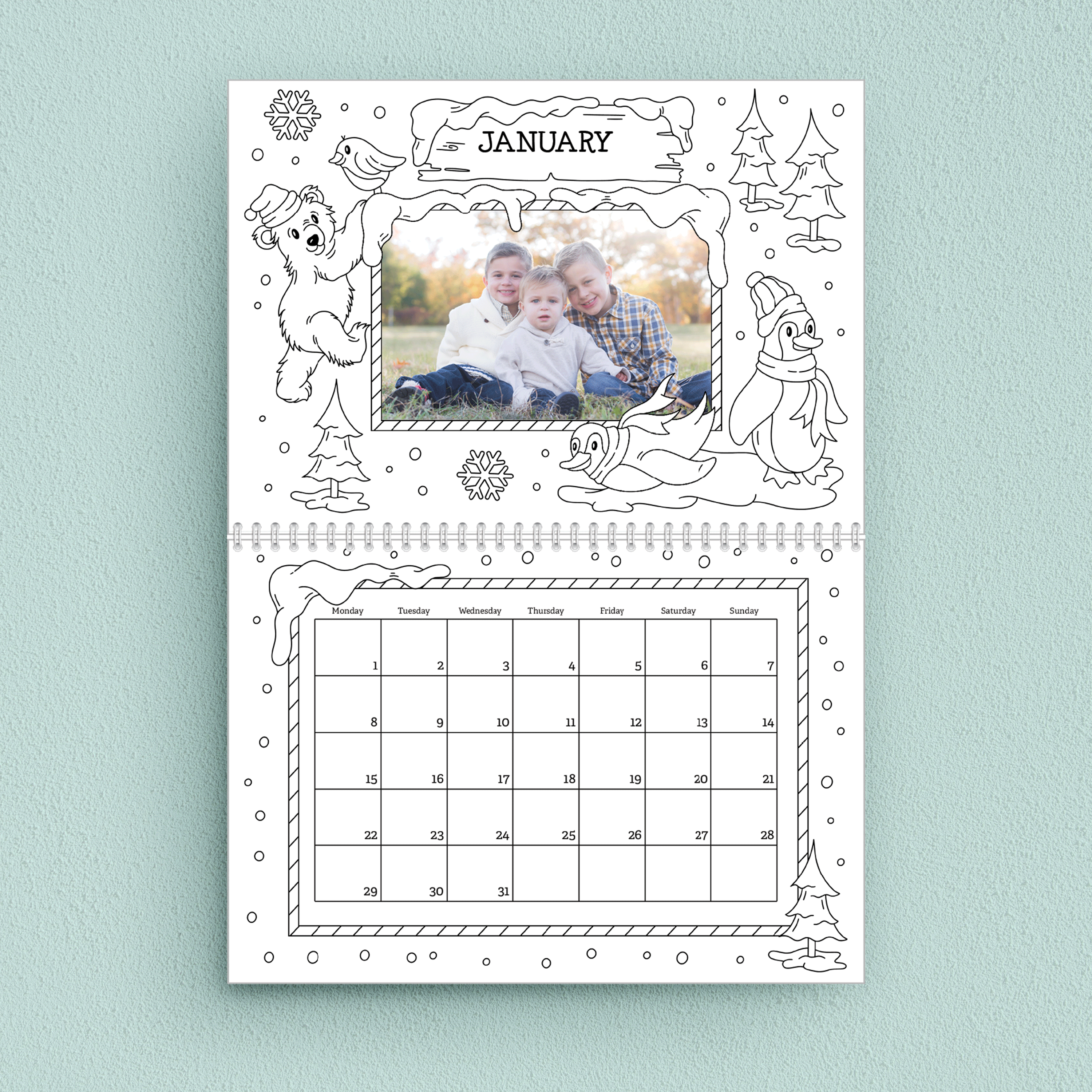 Calendar / Coloring Book activity calendar coloring book decorative graphic design