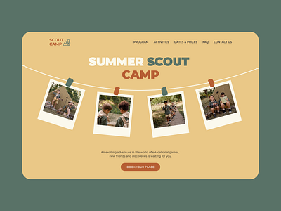 Summer Scout Camp — Website Concept in Minimorphism Style camp design figma main screen scout scout camp ui ui design ux web design
