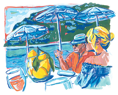 Sulla Costa gouache illustration italy painting