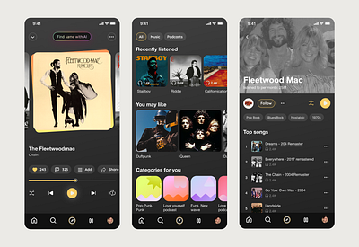 Music Streaming App app design music ui ux