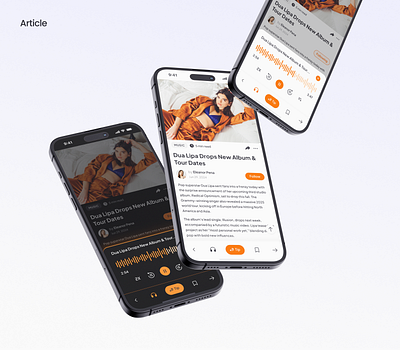 Content Feed Mobile App app app design application article article app blog app content app content feed dark mode feed feed app mobile app news mobile newsletter orange reader app social app stories stories app ui