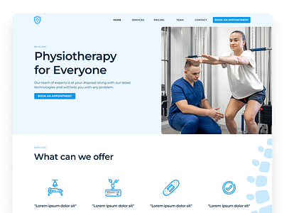 Physiotherapy website blue calm hero hero section illustration people physio physiotherapy spine therapy ui ux web webdesign