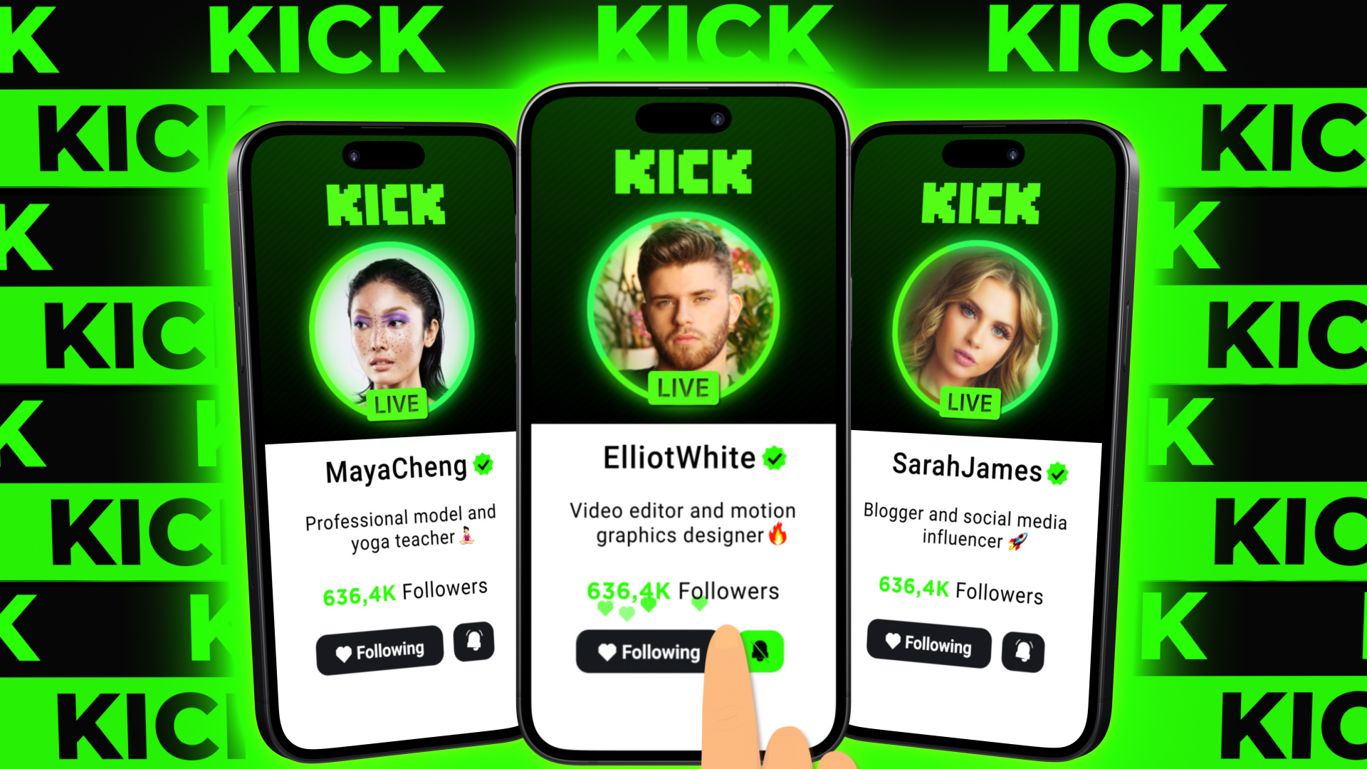 🔥 Kick 3D Phone Animation - Follow Channel Call to Action 3d after effects animation call to action channel design follow kick motion animation motion graphics phone platform profile social media streaming