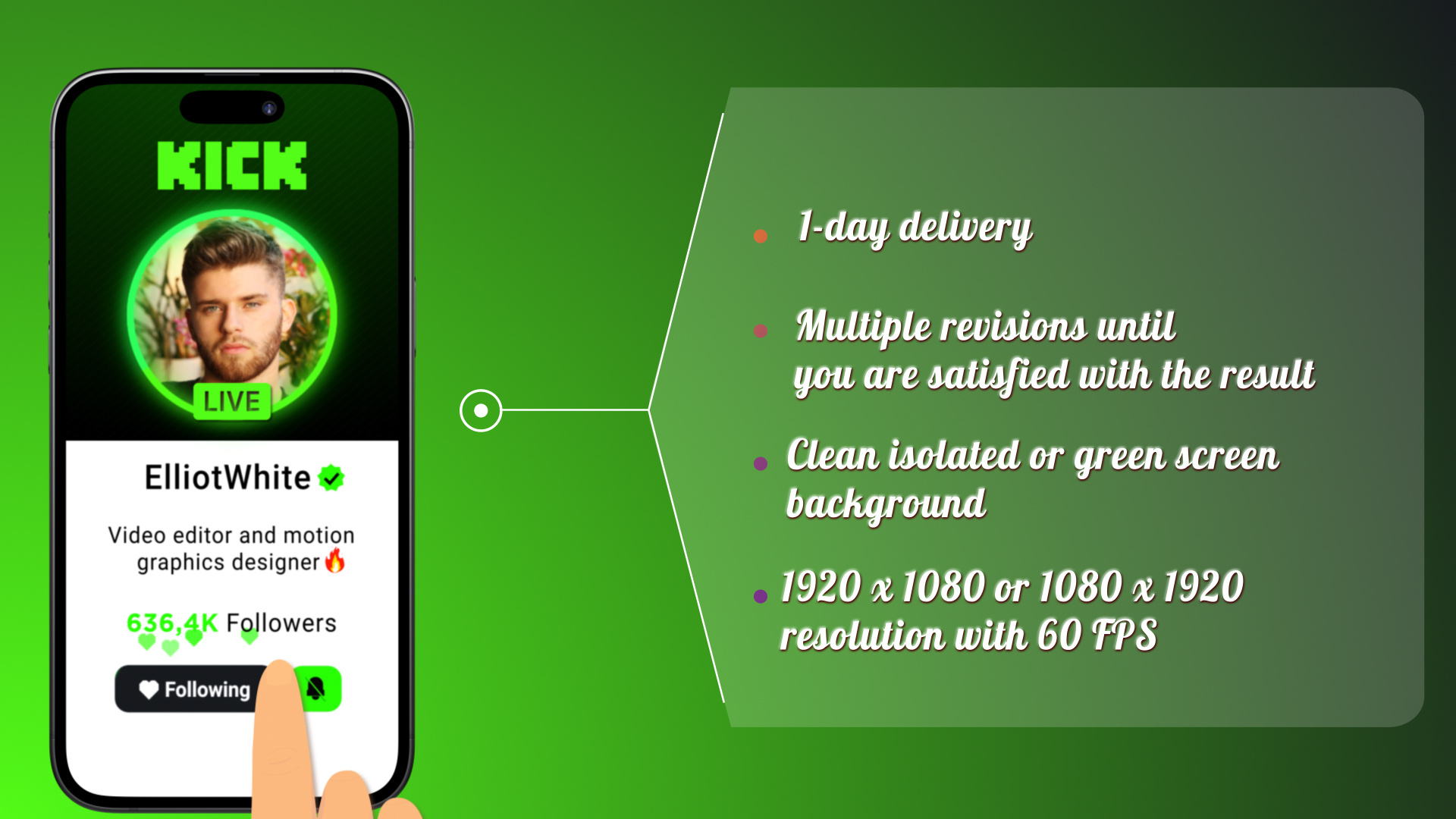 Example of Kick 3D Phone Follow Animation