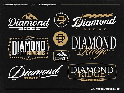 Diamond Ridge Provisions • Modern Western Branding barbershop branding beard grooming logo black and gold brand logo kit camping hiking cowboy filson gritty style hair care nature brand outdoor brand outdoor logos script logo seager sleek bold styling products tattoo shop branding tattoo shop logo typography western branding