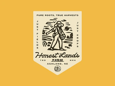 Honest Lands Farm Badge agriculture branding design farm hand drawn illustration illustrator lettering logo midwest nebraska retro sower vintage