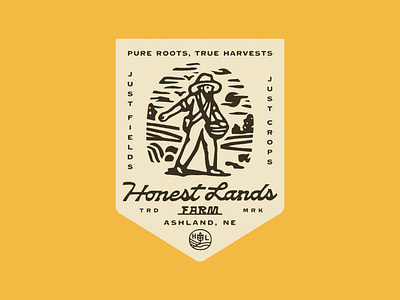 Honest Lands Farm Badge agriculture branding design farm hand drawn illustration illustrator lettering logo midwest nebraska retro sower vintage