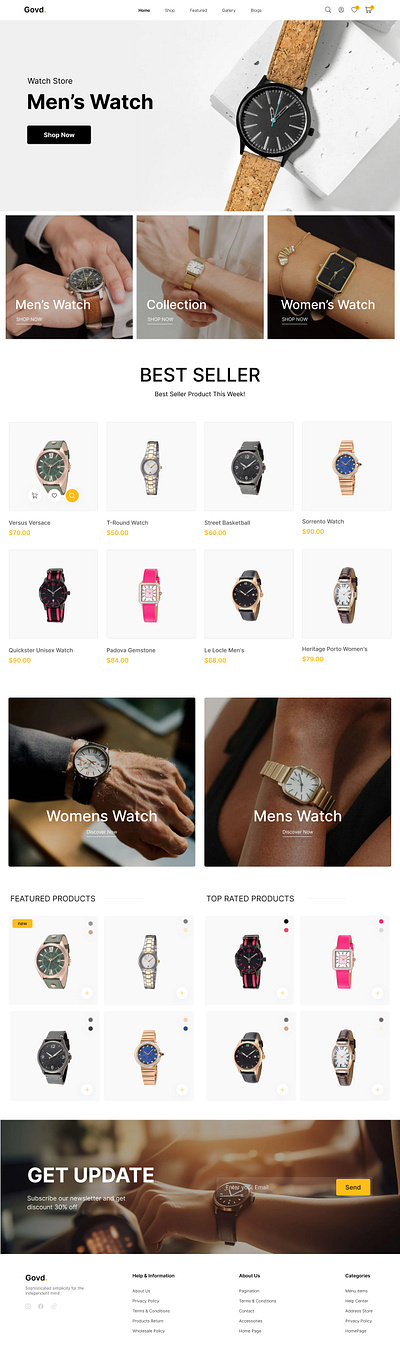 E-Commerce Watch Store Website UI UX Design agency branding business ecommerce figma man marketing photography photoshop sell shop shoping ui uiux watch website websitebulder websitedesign woman