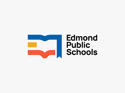 Edmond Public Schools academy blue book bookmark district e educate education graphic design kids learning logo oklahoma public red school teach teens yellow