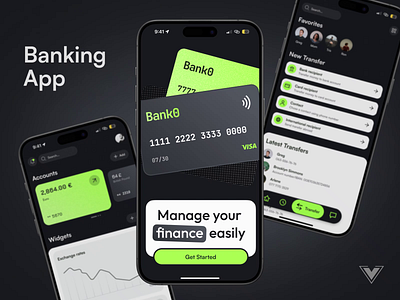 Banking mobile app app banking bold branding design finance fintech mobile mobile design modern mvp neon product ui ux