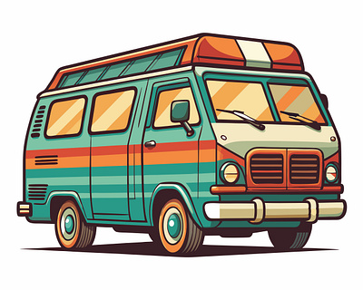 Colorful Campervan Illustration adventure campervan campervan illustration colorful illustration flat illustration graphic design illustration modern illustration outdoor recreation retro color retro illustration van