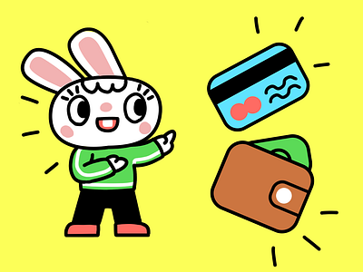 Just an illustration for my fintech project bankingapp card character cute fintech ios personage rabbit wallet