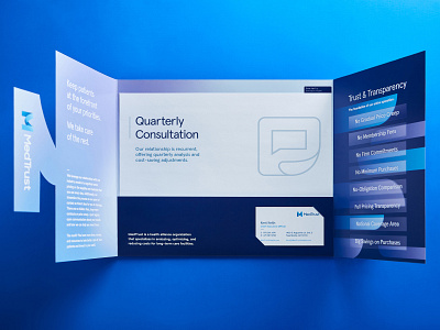 MedTrust Sales Folder Interior Spread arkansas collateral design glassmorphism hunter oden packaging sales